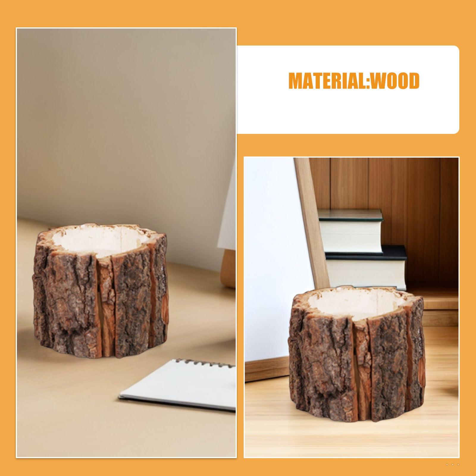 SHINEOFI Portapenne da Scrivania Effetto Corteccia Set da 5 in Legno | Organizer Compatto per Studio e Lavoro, Design Creativo Artigianale, Portamatite per Cancelleria