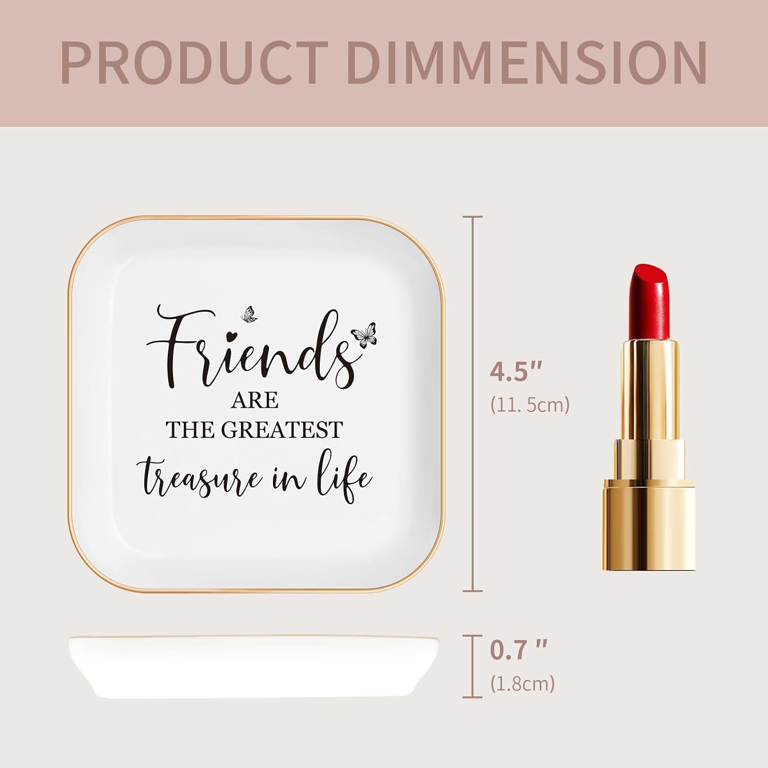 Birthday Gift – Friend Birthday Gifts for Women – Jewelry Tray,“Friends are The Greatest Treasure in Life” – Friendship Gifts for Women, Friend Gift – Ceramic Ring Dish, Mothers Day Gifts