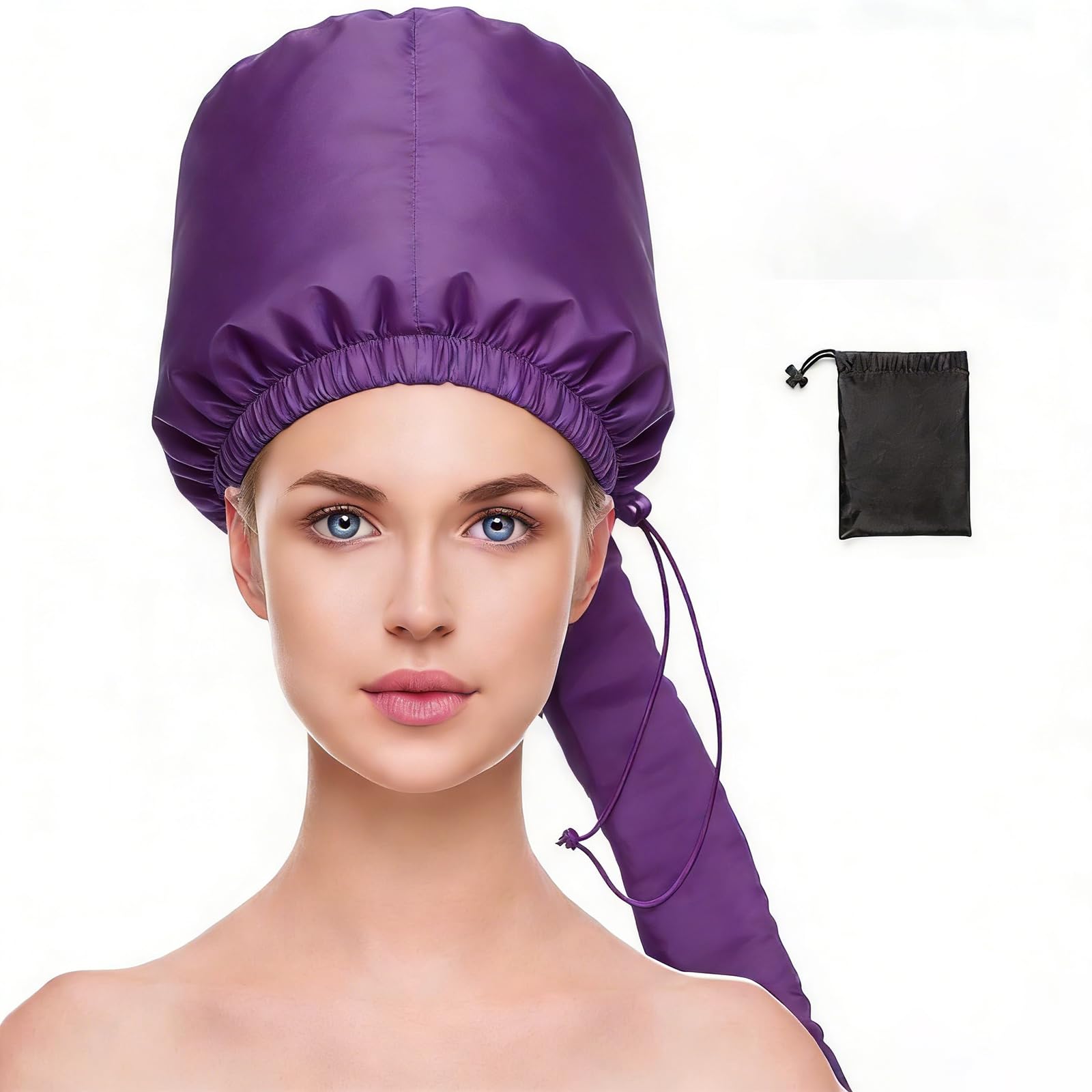Bonnet for Curly Hair, Purple Bonnet Dryer with Black Storage Bag, Hands-Free Hair Drying Bonnet for Busy Professionals, Portable Hooded Dryer for Travel and Home Use