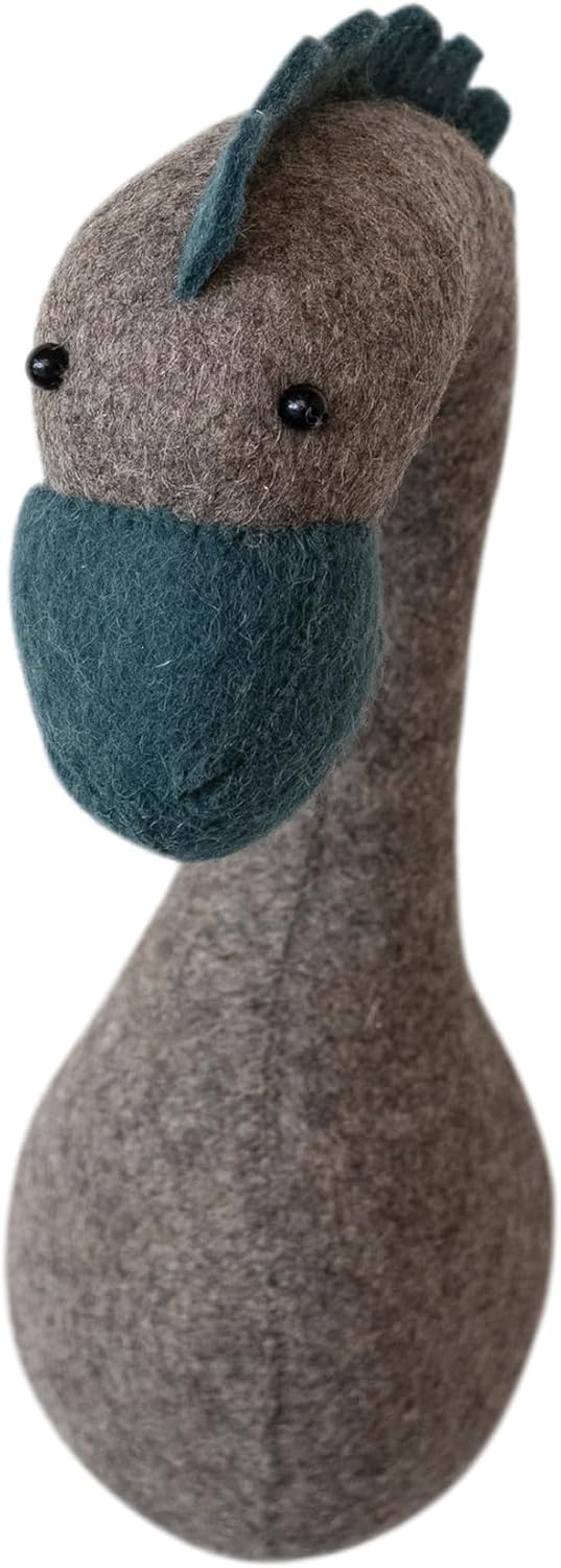 Creative Co-Op Wool Felt Dinosaur Head Wall Hanging, Grey and Blue