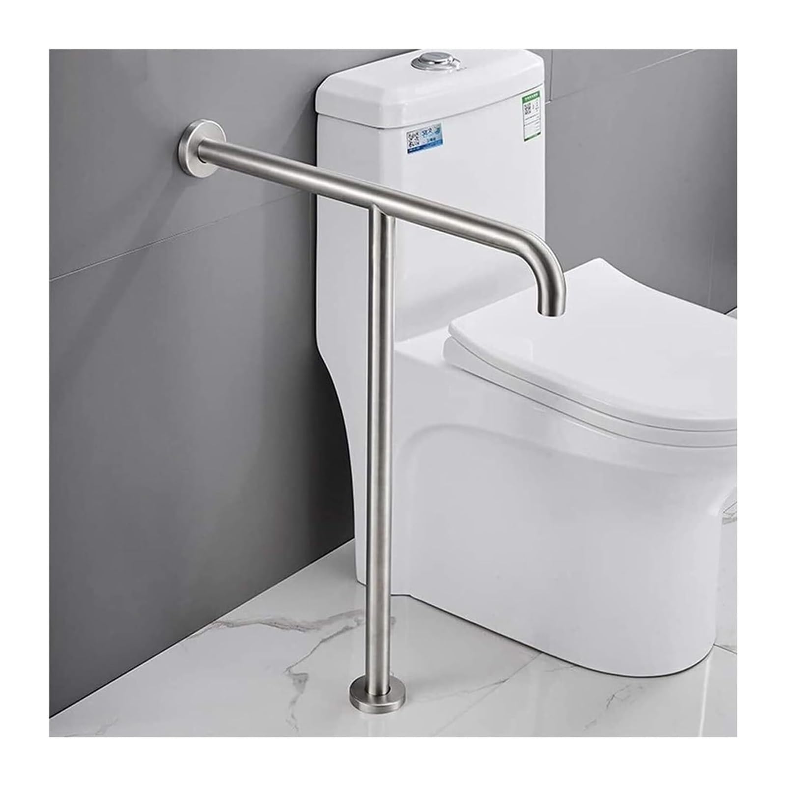 Barra di sicurezza per WC con impugnatura antiscivolo per una maggiore stabilità e sostegno, design a parete e a pavimento per un'installazione sicura