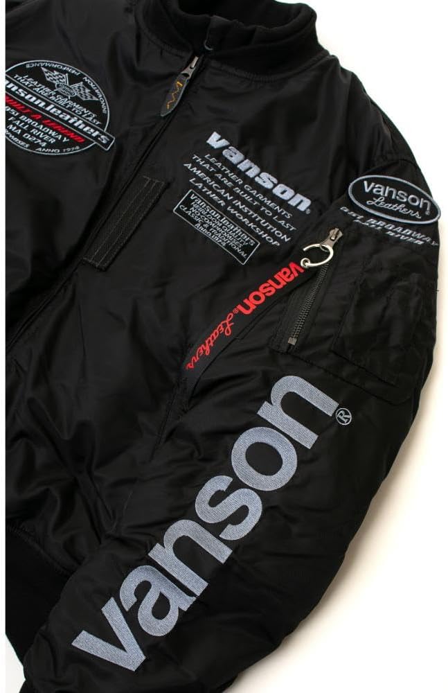 VANSON VS25108W BK/SV MA-1 ジャケット 防水 ナイロン VANSON
