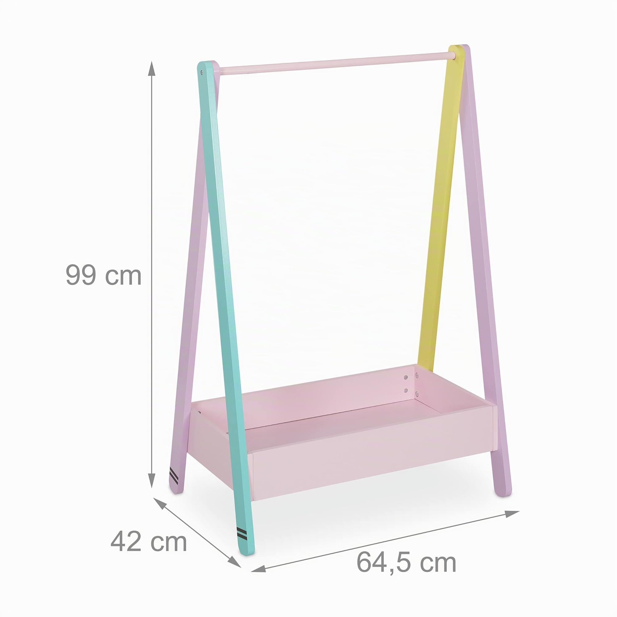 Relaxdays Stand Appendiabiti per Bambini, Pratico Scomparto, Guardaroba a Giorno, HxLxP: 99x64,5x42 cm, Colori Pastello