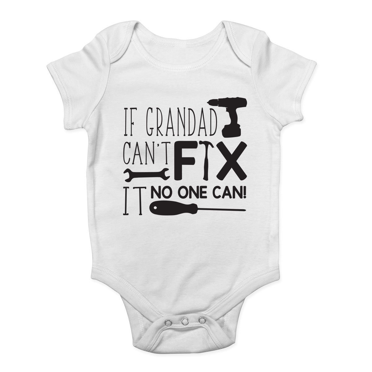 Shopagift If Grandad Can't Fix It No One Can DIY Tools Boys and Girls Baby Vest Bodysuit White