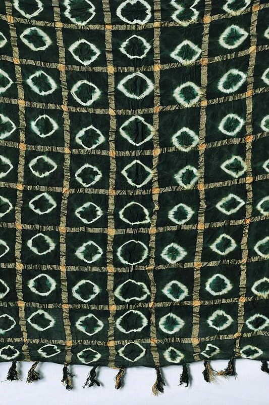 Image of Women Bandhani Dupatta | Traditional Chunri Print with Decorative Border | Lightweight Ethnic Stole for Festive and Wedding Wear
