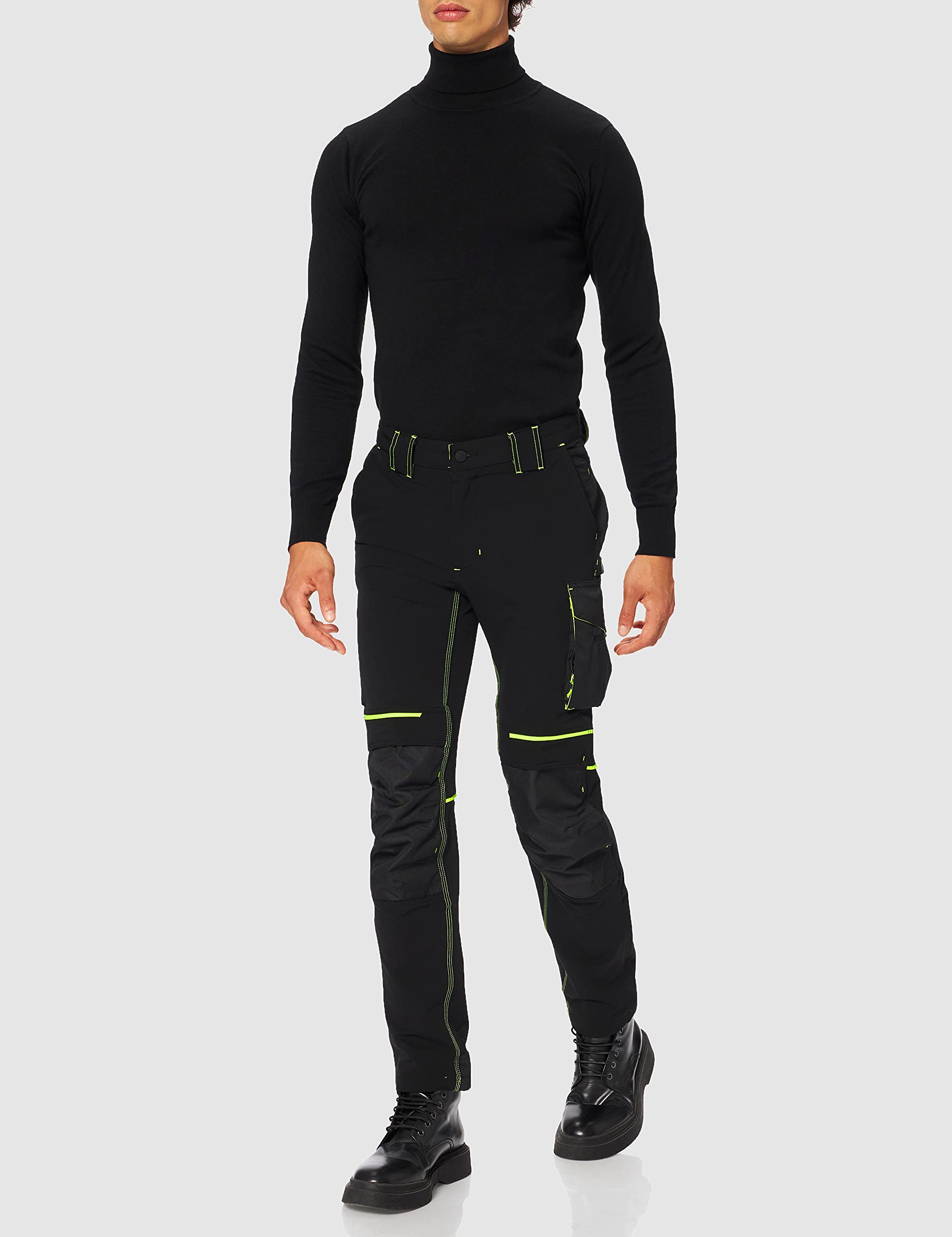 Pantalone U-Power Performance, Modello Atom, Slim Fit Elasticizzato, con Multi_tasche Frontali e Laterali, Tessuto Traspirante, Elastico in Vita, Cerniera di Chiusura (BLACK CARBON_S)