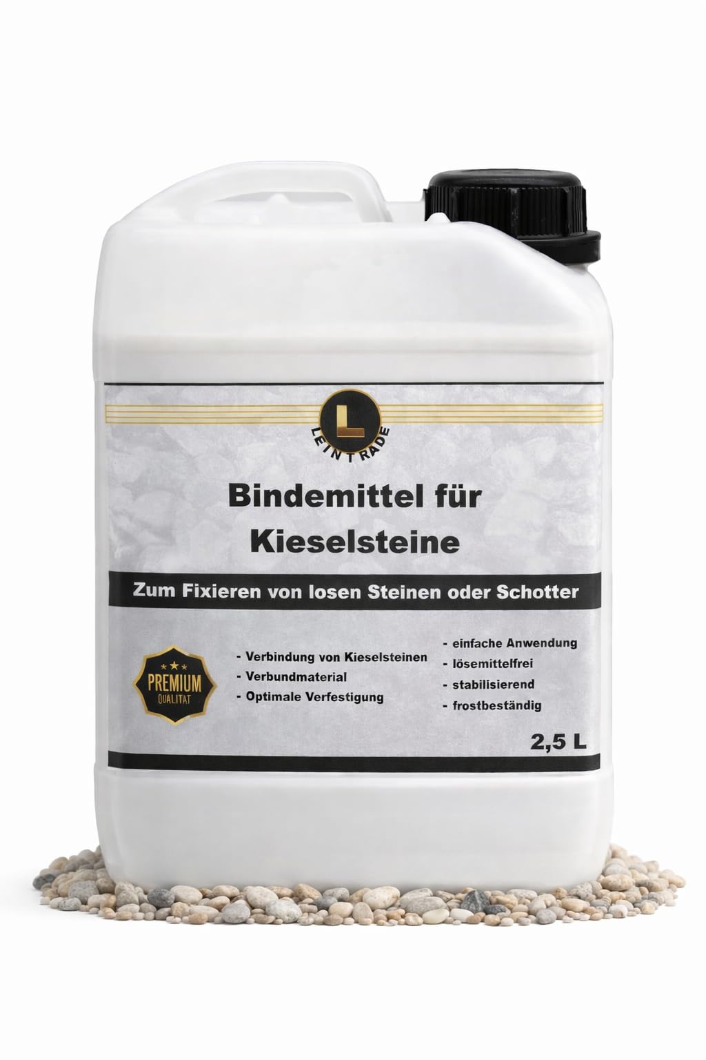 Kiesbinder 2,5 L – Kiesverfestiger & Kieskleber für Gartenwege, Splitt und Schotter – wasserdurchlässiger Splittbinder für stabile Kiesflächen, einfache Anwendung mit Spritze oder Gießkanne