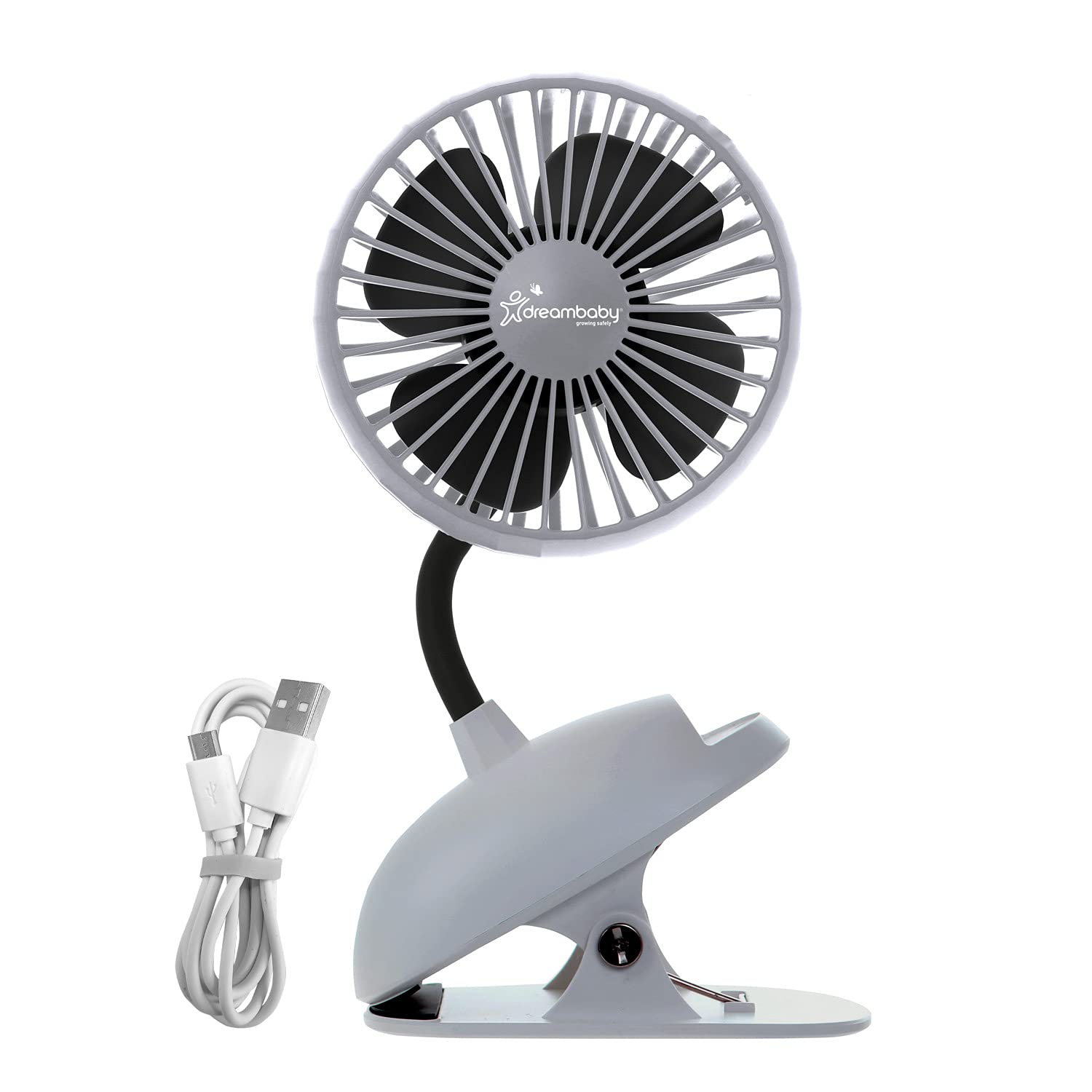 Dreambaby USB Rechargeable Clip-On Fan with 3 Speeds + Breeze Mode