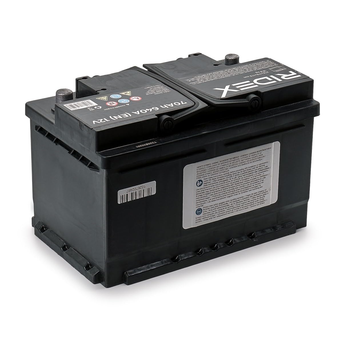 RIDEX 1S0039 Batterie 12V 70Ah 640A B13 Batterie au plomb, avec poignets, sans jauge de niveau Compatible avec RENAULT Clio 3 3/5 portes BR0/1, CR0/1 Clio 2 3/5 portes BB, CB, BB0/1/2, CB0/1/2, FORD