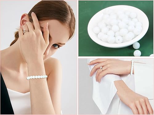 Miniatura 6 de Pamir Tong 650 cuentas de vidrio blanco nieve de 0.315 pulgadas para hacer joyas, cuentas redondas lisas, cuentas sueltas para hacer joyas, aretes,