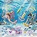 DISHIO Kids Diving Pool Toys Set with Treasure Chest, Sinking Swim Rings Sticks Sharks & Mermaid, Underwater Swimming Games Competition Toys with Bracelet Reward for Boys Girls Summer Toys