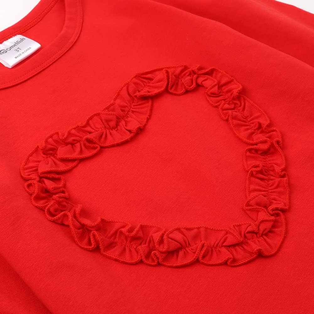 Noomelfish Girls Ruffle Heart T-Shirts Cute Long Sleeve Tee Tops (4-12 Years) - Image 4