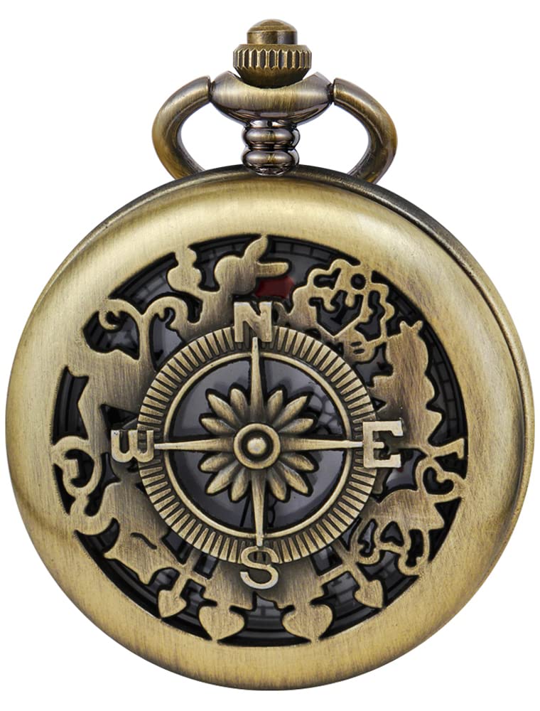 Tiong Nostalgia Movie Theme Design Alloy Quartz Pocket Watch with Necklace Chain