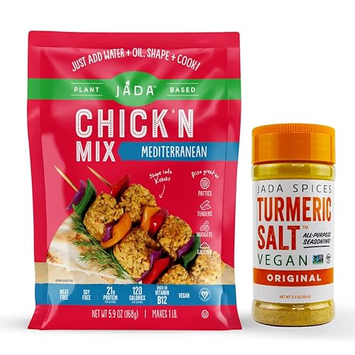 Proteína vegana de pollo mediterráneo y sal de cúrcuma - Mezcla de pollo a base de plantas, sustituto de la carne, productos sin carne sin soja,