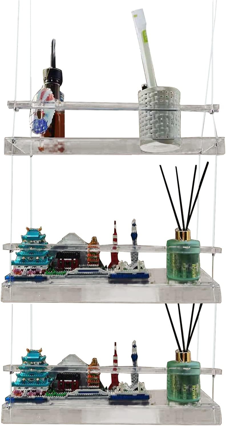 MSUIINT MultiLayer Plant Shelf Acrylic Hanging Bracket, Indoor Clear