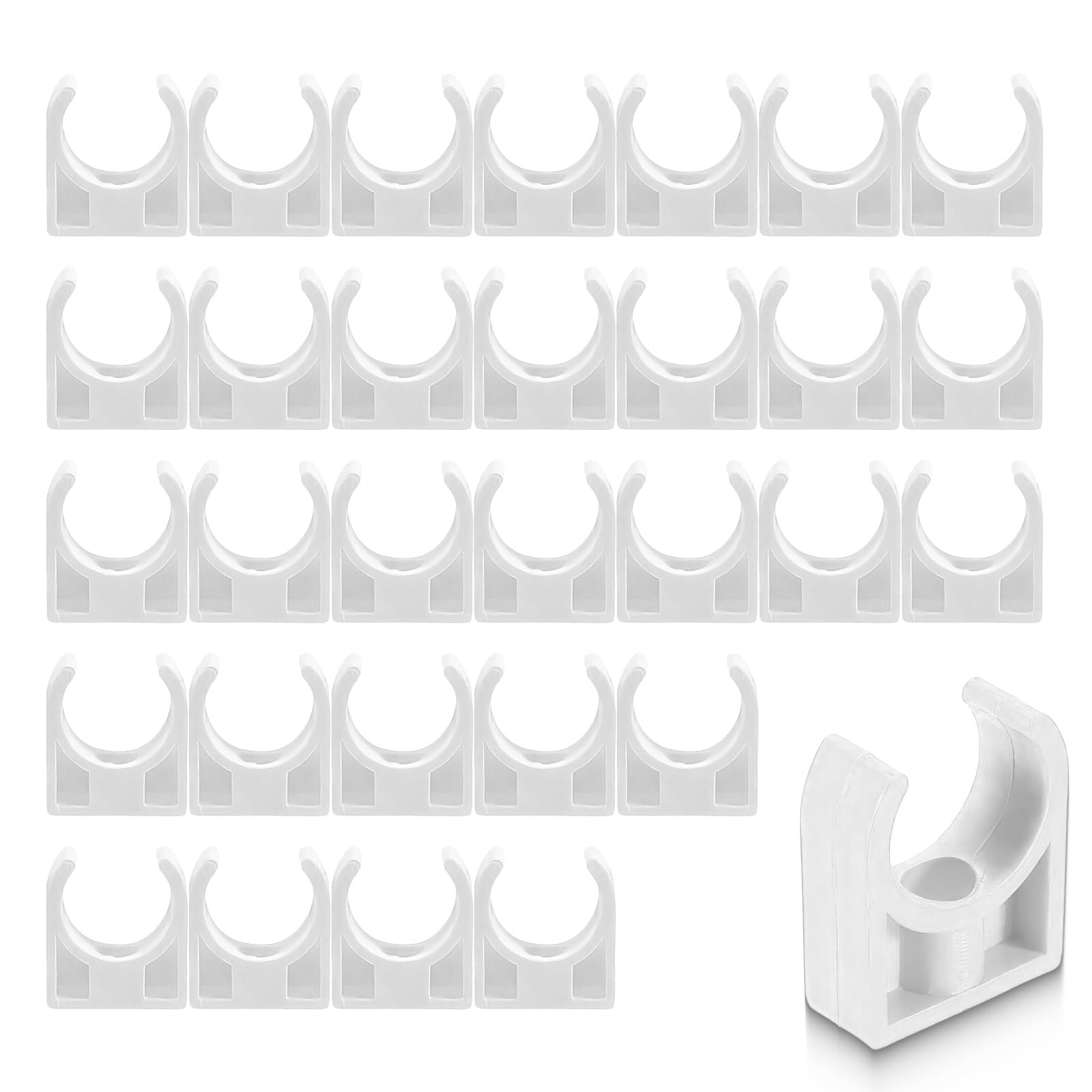 30 PCS PPR Tubo Morsetti 20 mm Tubo Clip Bianco Plastica Acqua Fissi Clip fissatubi a scatto ft mm Singolo Tubo Clip per Il Fissaggio di Tubi in Cucine,Bagni e Piscine