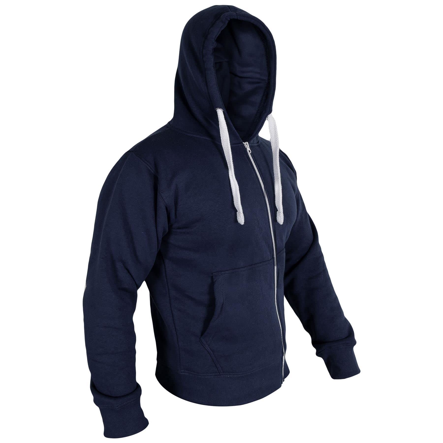 A2Z Męskie runo Zwykły błyskawiczne Bluza Zakapturzony bezpieczeństwo - Zipper Navy 4XL