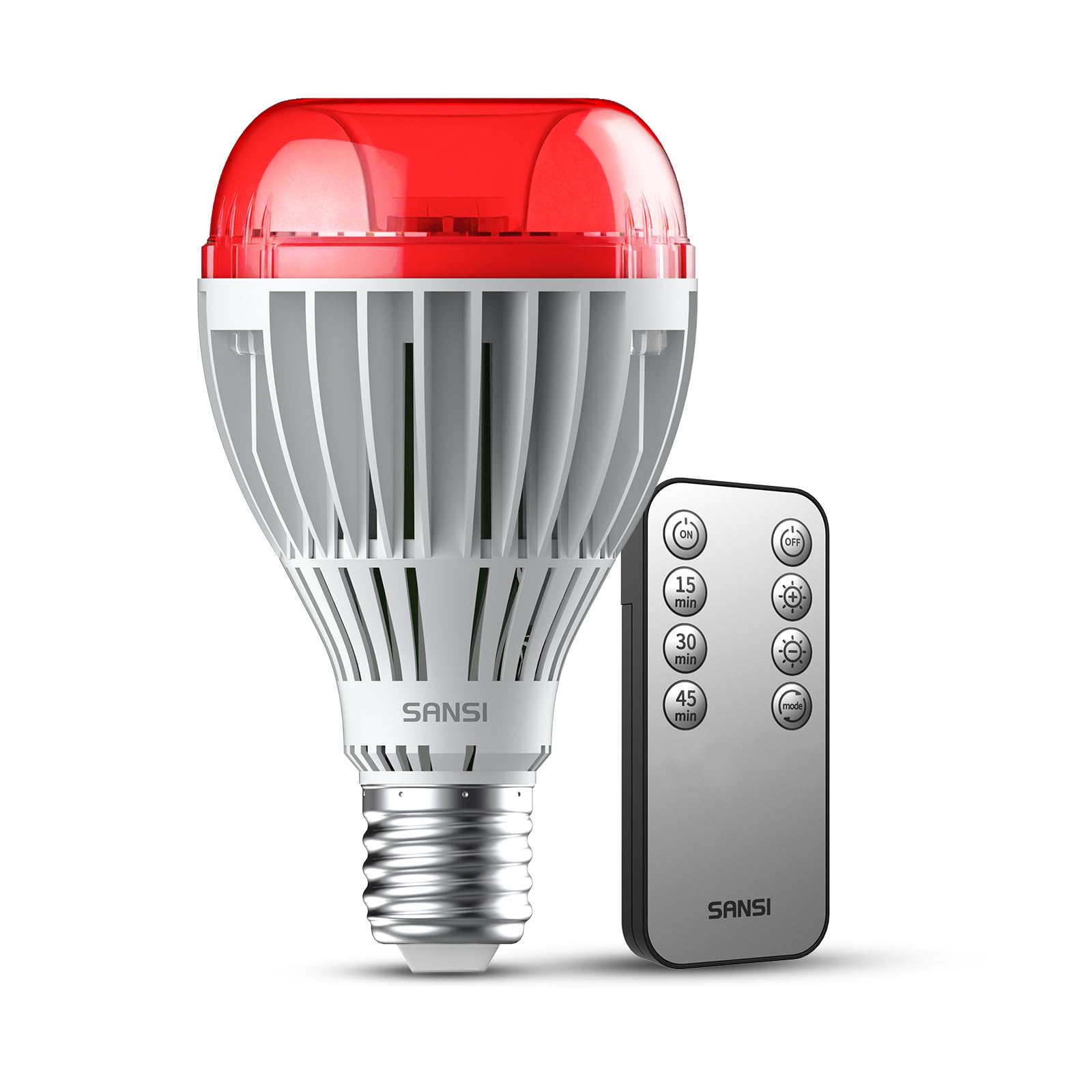 SANSI Ampoule Rouge LED 670nm pour Chambre A21 E27 25W, Zéro Lumière Bleue | Lampe Nuit Rouge avec Lueur Chaude pour un Coucher Relaxant avec minuterie à distance, intensité variable