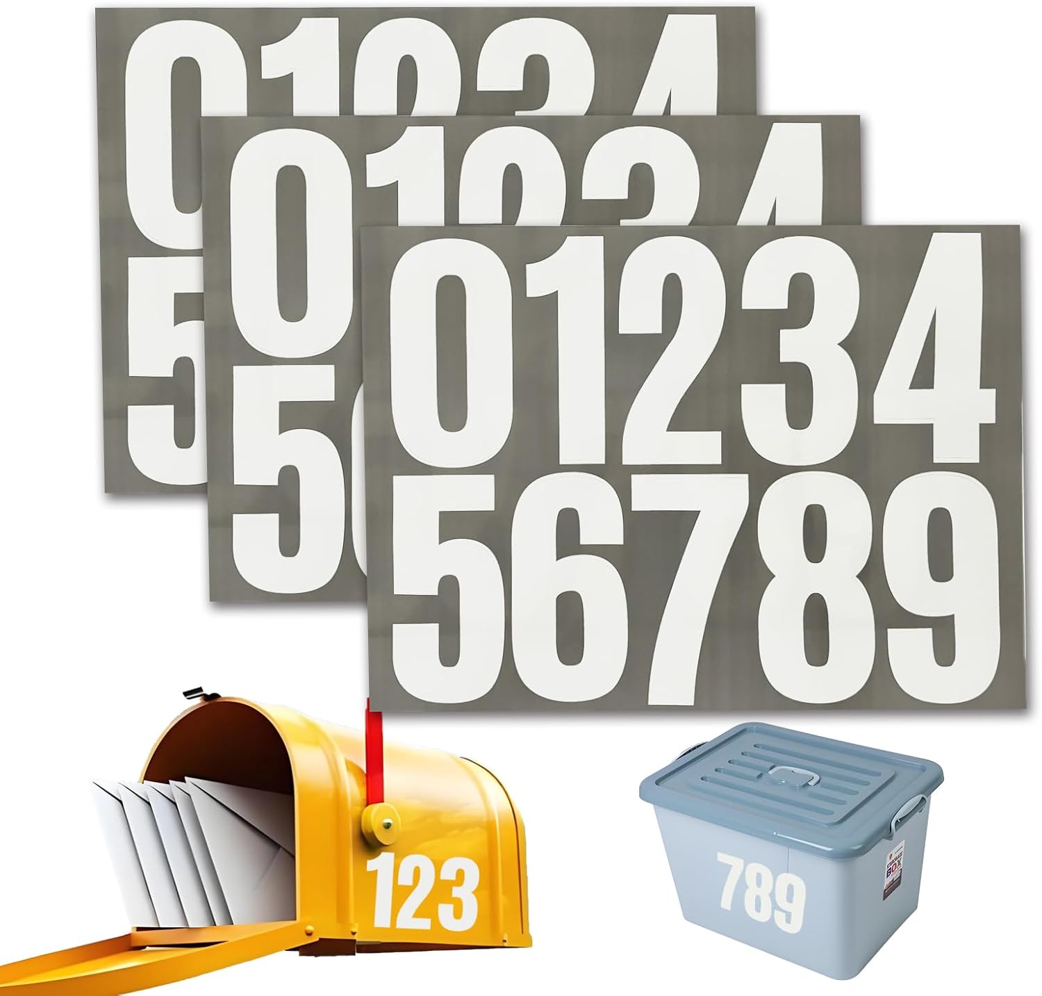 8 Sheets Mailbox Numbers Stickers, Self Adhesive Numbers for Mailbox, Large Number Stickers Outside, Waterproof Address Mailbox Sticker, Number Decals for Bins, Home (Black, 4 Inch)
