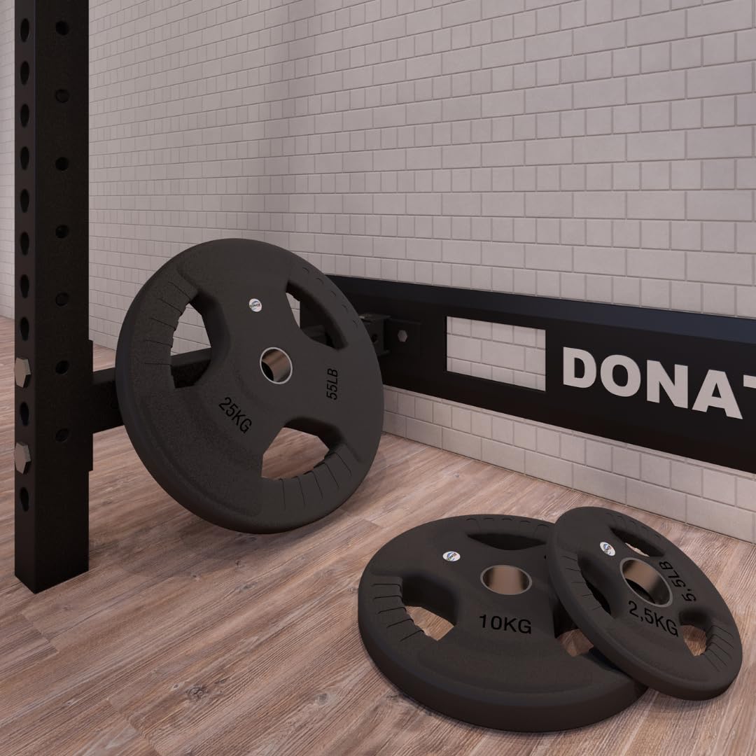 Dischi in ghisa per bilanciere olimpico, 2 Dischi palestra gommati tolleranza +/- 1%, Disco per bilanciere 2-25 kg