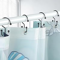 Vista 6 de Goowin Shower Curtain Hooks, 12 Pcs Shower Curtain Rings, Durable Rust Proof Black Shower Curtain Hooks, Shower Rings for Curtain, Double Glide