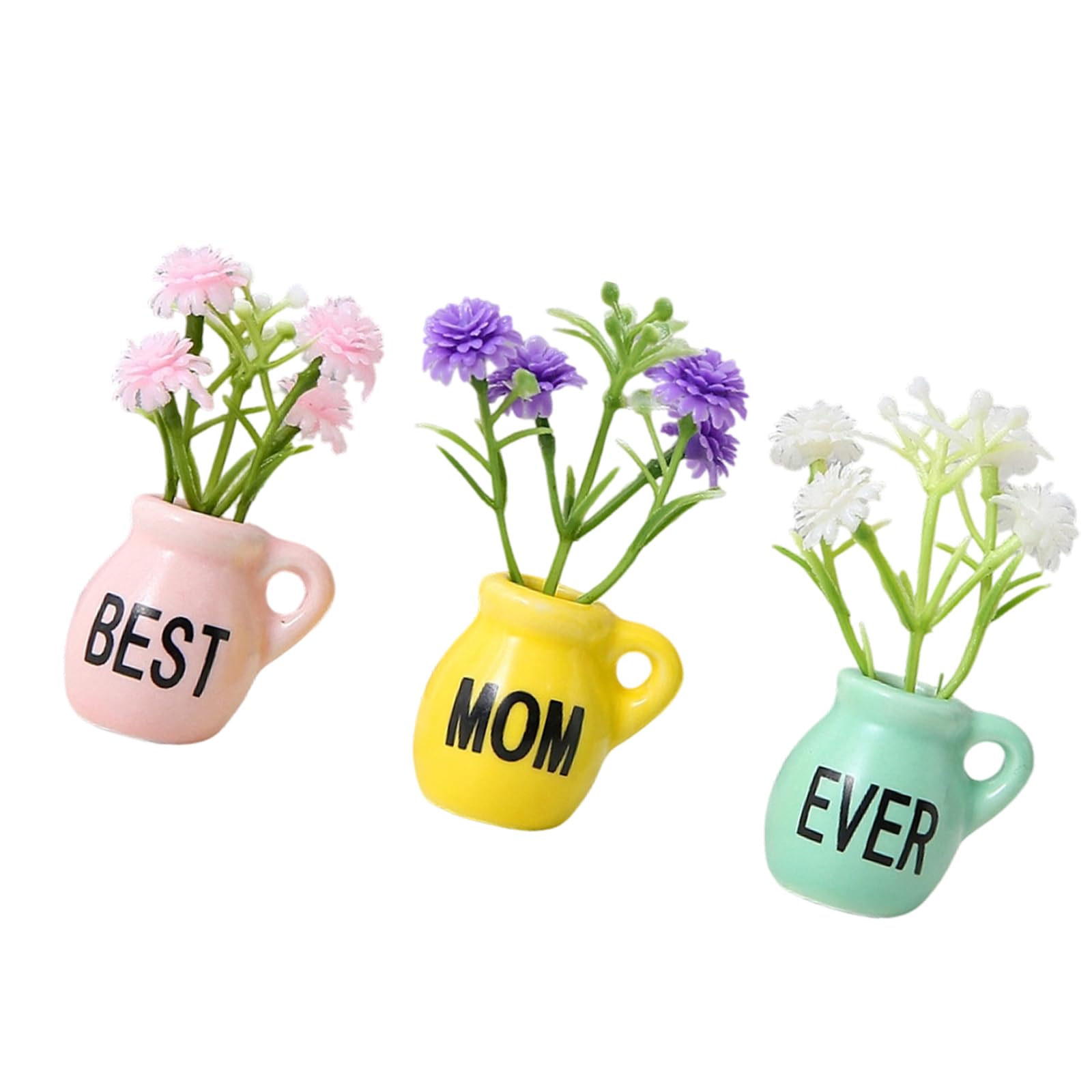 Elnwnnkc 3Pcs Fridge Magnets, Minis Ceramic Vase with Artificial Flower, Tiny Pots Plant Vase Magnet for Refrigerator Kitchen Offices Ceramic Fridge Magnets