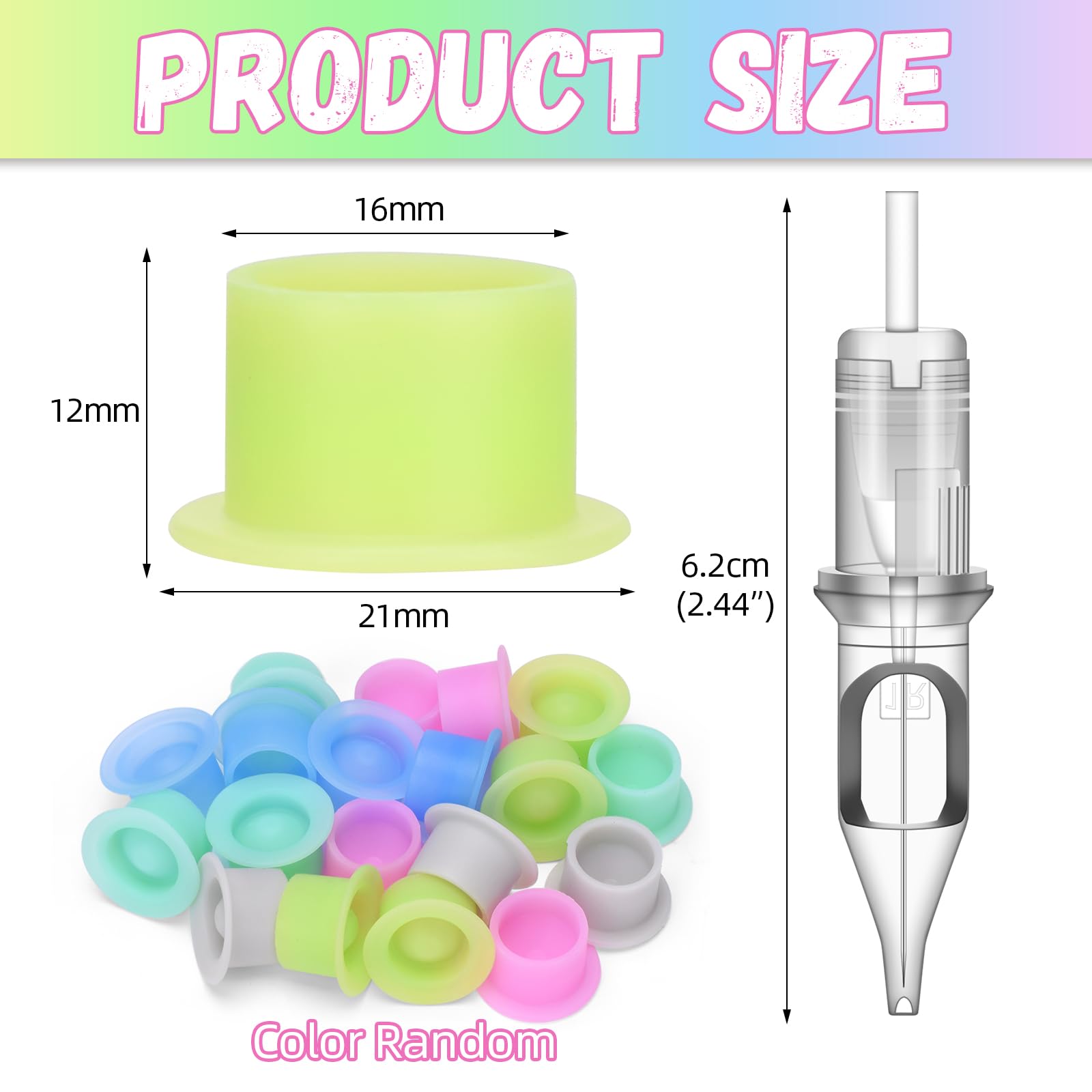ATOMUS 20pcs Tattoo Cartridge Needles 1001RL with 20pcs Silicone Ink Cups for Tattoo Gun Pen Liner Pattern Permanent Eyebrow - Image 2