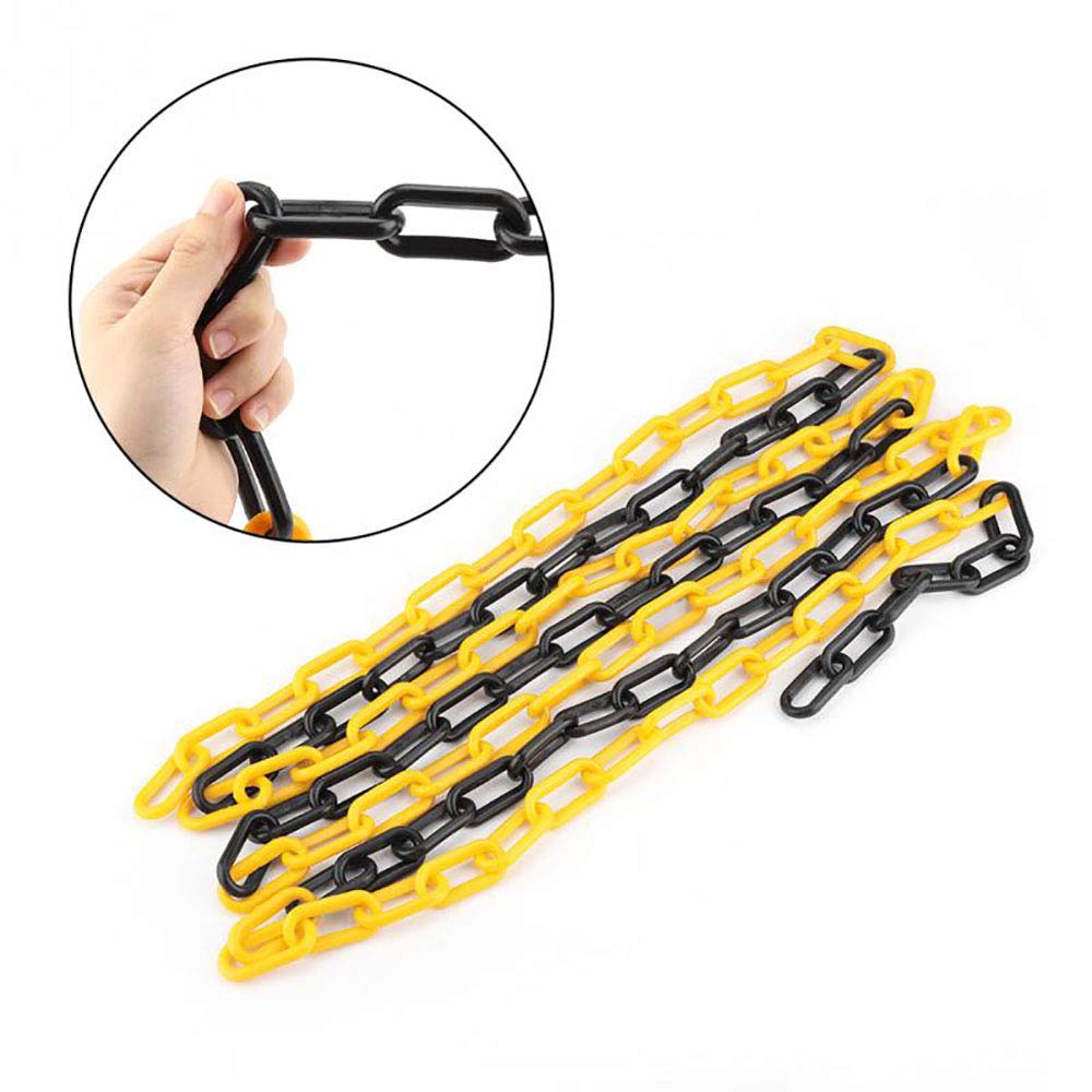 Cadena Ber de plástico para espacios de estacionamiento, enlace de peligro seguro para carretera, 10 m, negro y amarillo, 5 m/8 m, ideal para control de tráfico y uso al aire libre