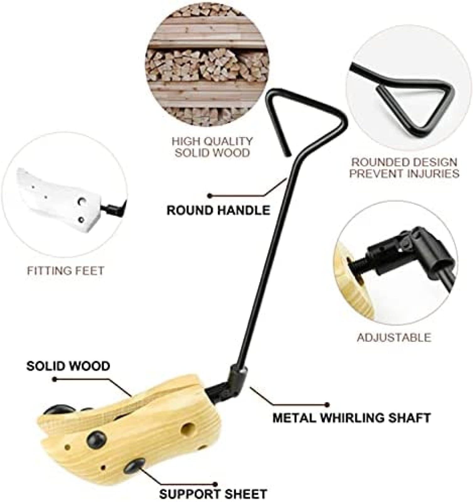 Massivholz-Stiefel-Schuh-Expander, Schuh-Stiefel-Stretcher-Unterstützung, Massivholz-Kiefernholz-Stretcher, für Damen und Herren, lockert Enge Schuhe mit starker Holz- und Metallkonstruktion