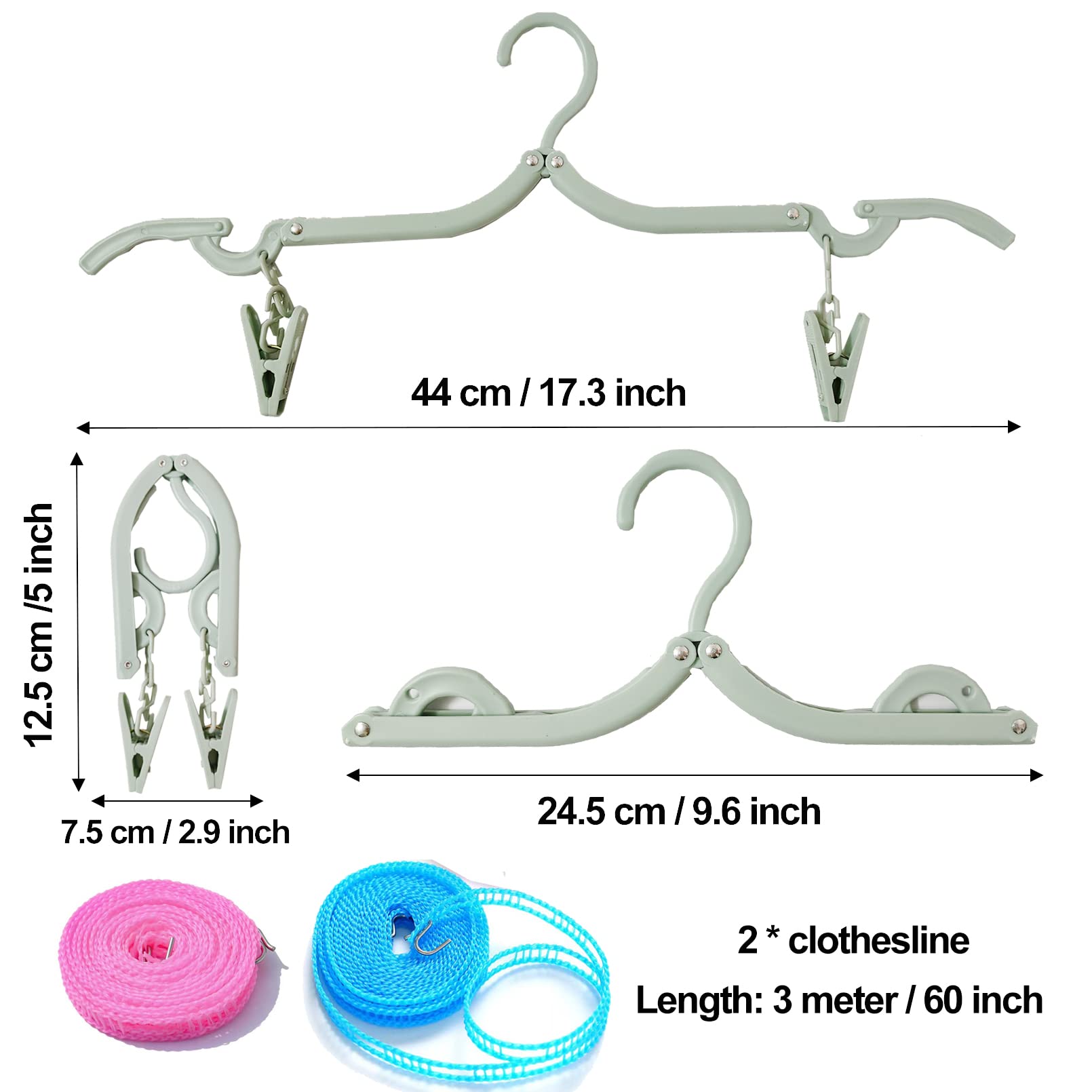 24 grucce da viaggio, appendiabiti pieghevoli portatili, da viaggio con clip, accessori da viaggio pieghevoli per viaggi, appendiabiti pieghevoli in plastica, 4 colori