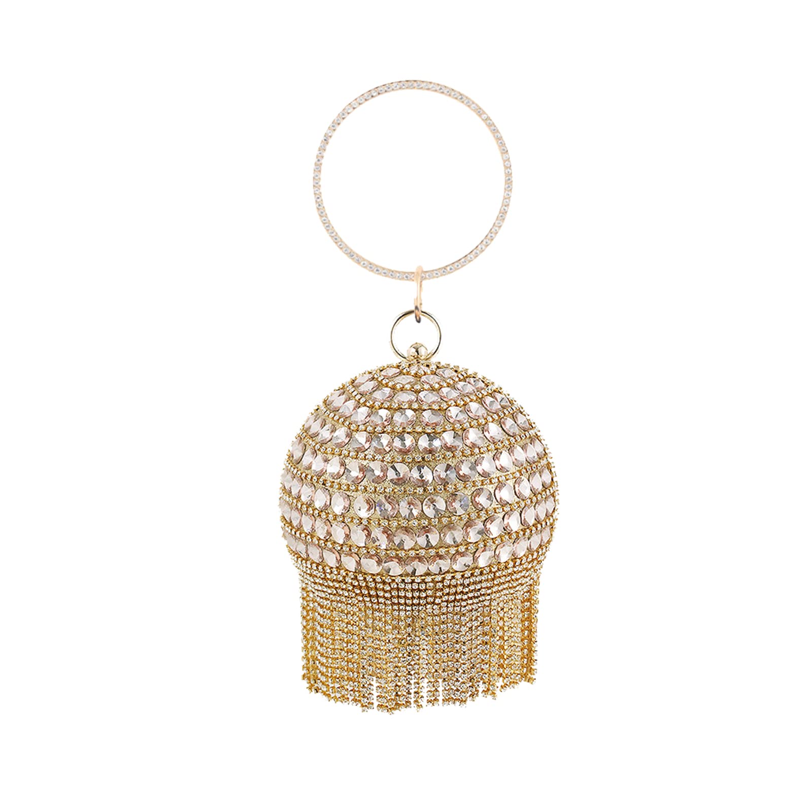 CORIOS Bolso de Noche para Mujer Diamantes de Imitación Clutch Bolso de Mano de Cristal con Bola Redonda Bolso de Fiesta Bolsos Bandolera Bolso de Hombro para Fiesta de Graduación Banquete Dorado