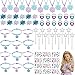 72Pcs Prinzessin Schmuck Mädchen Frozen Prinzessin Schneeflocke Halskette Armbänder Haarnadel Aufkleber Ring Zauberstab Prinzessin Kostüm Party Zubehör Spielzeug Schmuck Mitgebsel für Kindergeburtstag