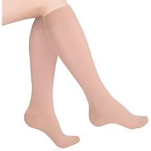 Heelbo Compression Socks for Men and Women to Relieve Discomfort associated with Varicose Veins, Improve Circulation, Soothe Tired Legs and Reduce Minor Swelling, 15-20mmHG, Beige, 3 XL