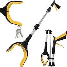 Collecting Pliers, Magnetic Waste Collector Pliers, 91 cm, Telescopic Taking Pliers with Magnetic Tip 360° Rotating Head, Non-Slip Jaw for Elderly People (Yellow)