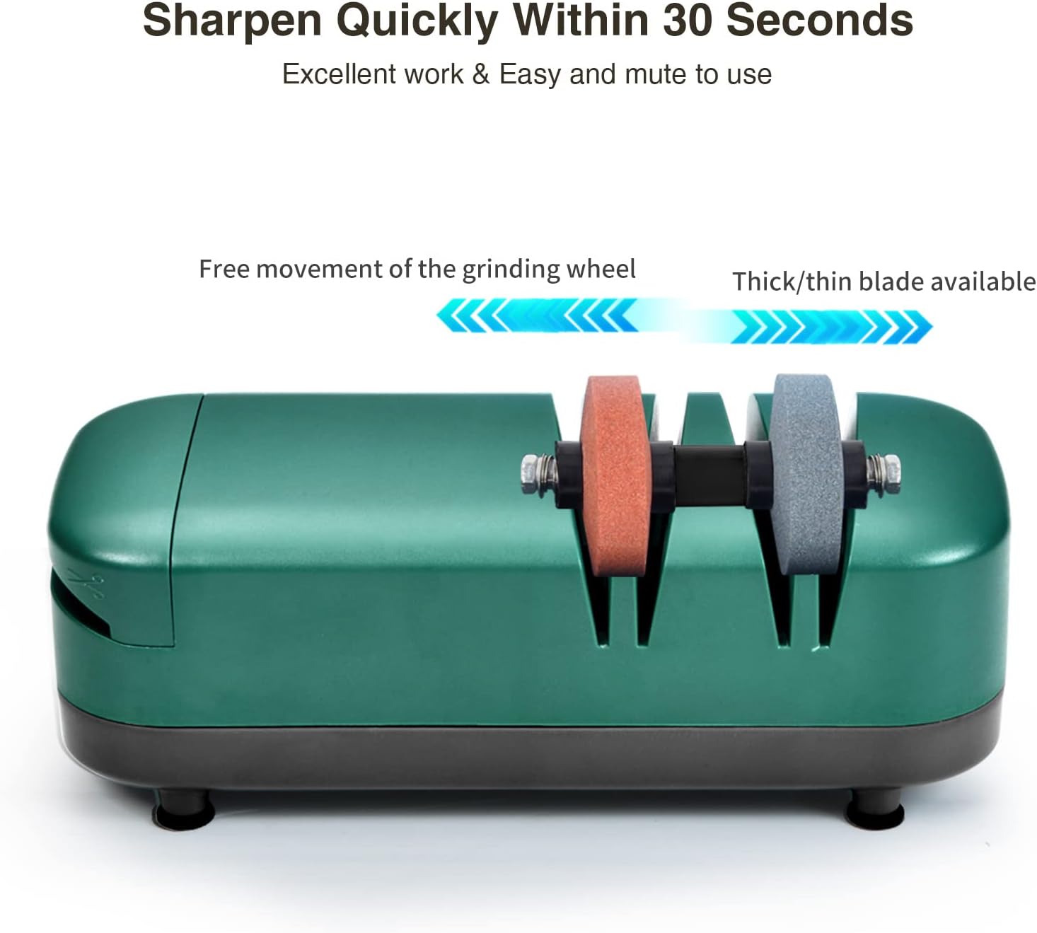 Electric Knife Sharpener, Professional Knife Sharpener for Home, 2 Stages for Kitchen Knives Quick Sharpening & Polishing, with Scissors Sharpening, Green