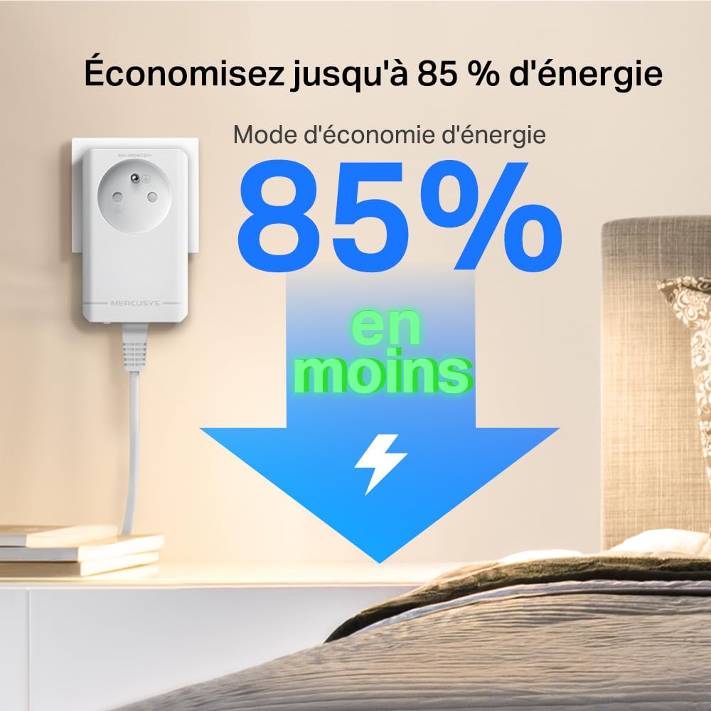 Mercusys MP300P KIT CPL 600Mbps 1 Port Prise Intégrée Type F Boitier CPL Kit de 2
