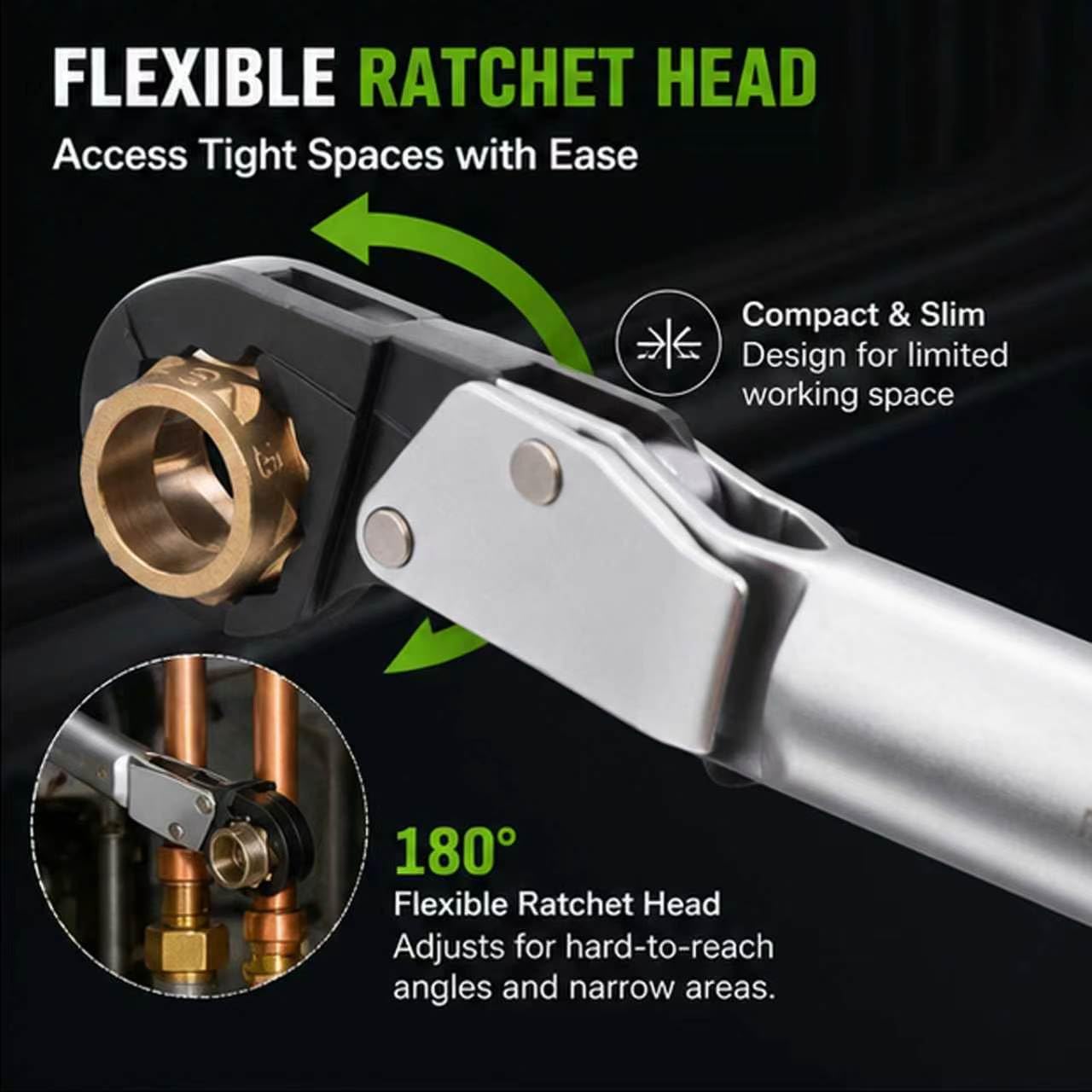 Juego de Llaves de Torque de Carraca 18-75 Nm, Llave Ajustable en Nm de Extremo Abierto para Servicio HVAC para Tubo de Cobre de 1/4", 3/8", 1/2", 5/8", para Aire Acondicionado