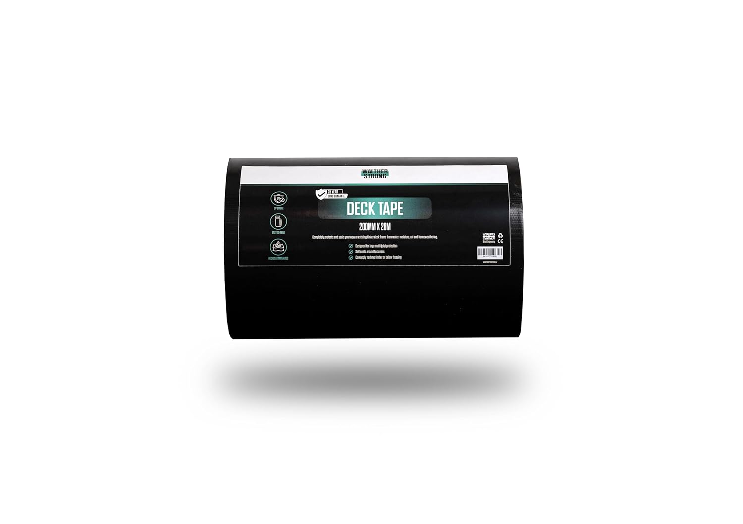 Walther Strong Non-Butyl Joist Tape - Innovating on Traditional Butyl Tape. Complete Protection Flashing Tape for Your Deck, Wood, Joist and Beams. Weather-Resistant & Waterproof. (Black 7.9” by 65’)