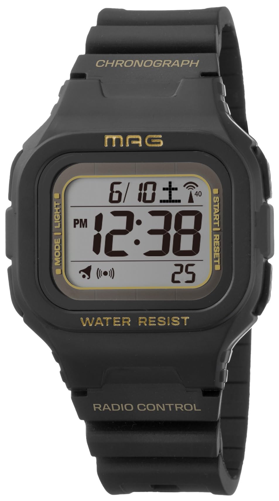 MAG(マグ) 腕時計 デジタル 電波時計 ソーラー デュアルパワー 防水 10気圧 ウレタンベルト 少し小さめ 子供 メンズ レディース ブラック MW-550 BK2 ノア精密