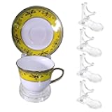 Acrylic Tea Cup Saucer Display Stands Clear Dinnerware Display Easel Stand Teacup Sets Plate Holder, Pack of 5 , High Legs