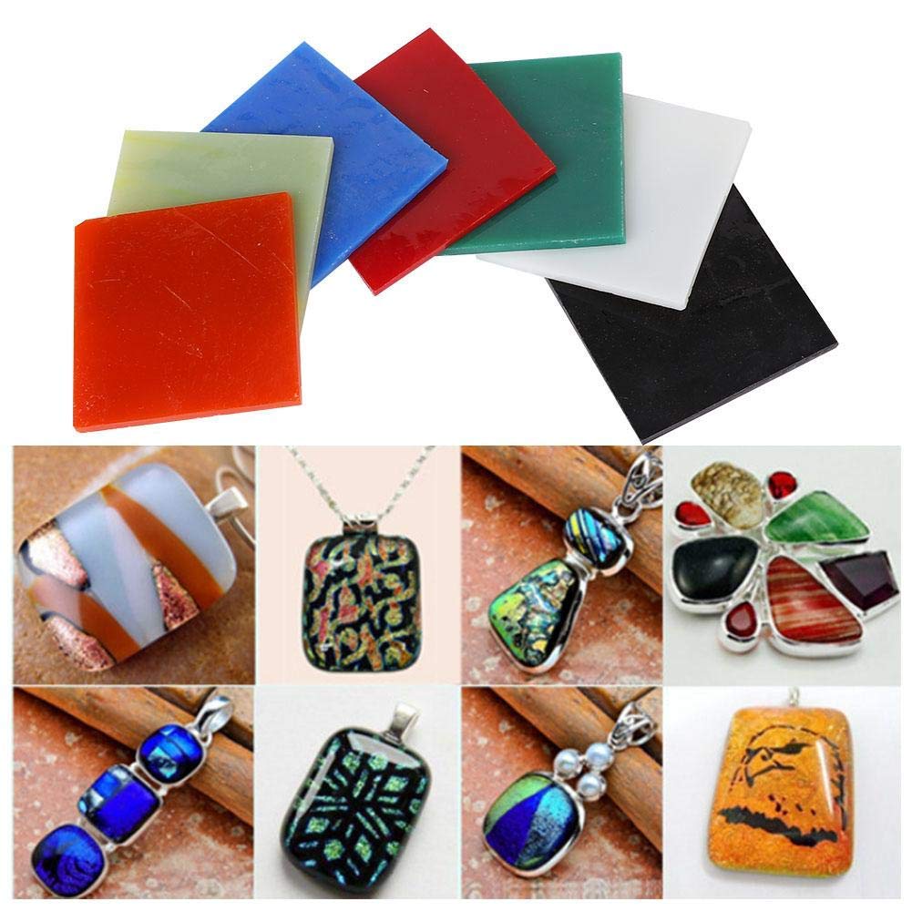 Feuilles de Verre Fondue, 96 Pièces, 7 Couleurs Spectre, Verre pour Vitrail, Échantillons Prédécoupés pour Artisanat, Enseignement Artistique et Ateliers Créatifs