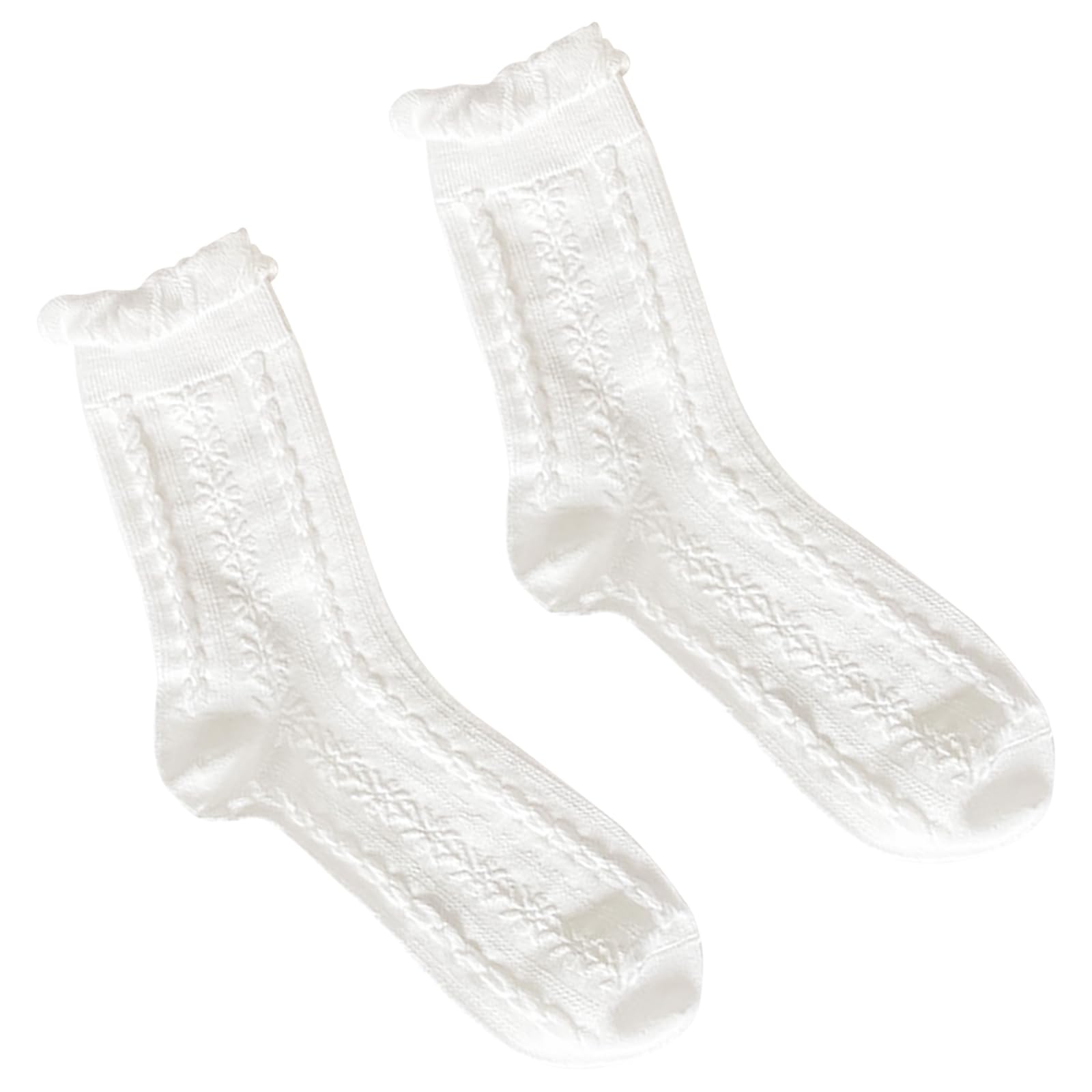 Healife Weiße Rüschen Socken - Weiße Baumwoll Sp Produktbild-Vorschau 6