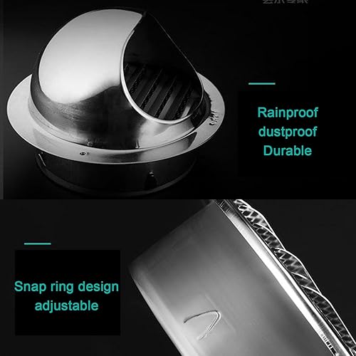 Miniatura 5 de Cubiertas de ventilación redondas de acero inoxidable para secadora de exteriores, rejilla de ventilación, campana extractora, tapa de lluvia de
