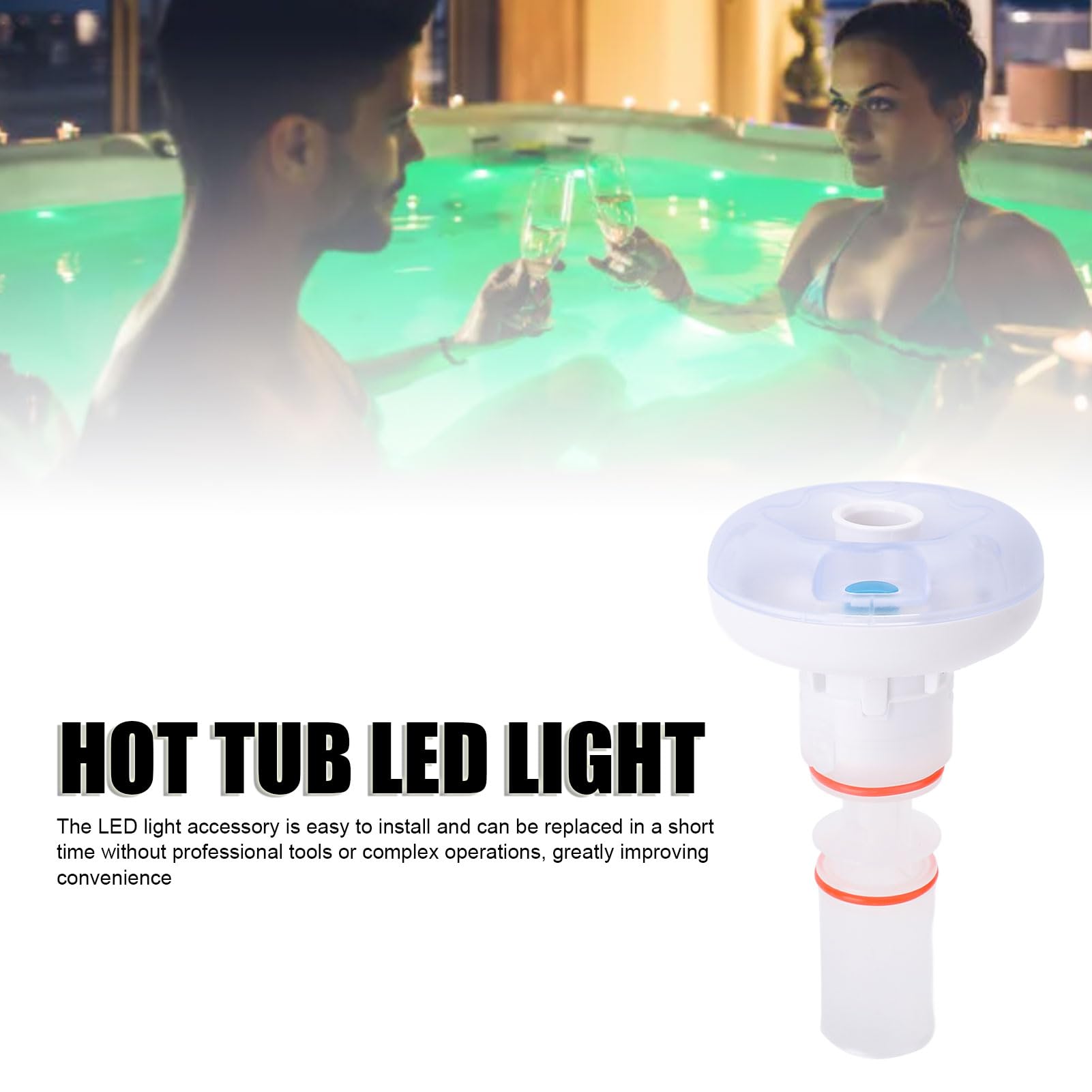 Asixxsix Whirlpools -LED -Licht, 7 Farbwechsel in LED Light -System für Spa -Badewanne, Wasserdichtes RGB -Licht mit Fernbedienung, Pool Garden Party