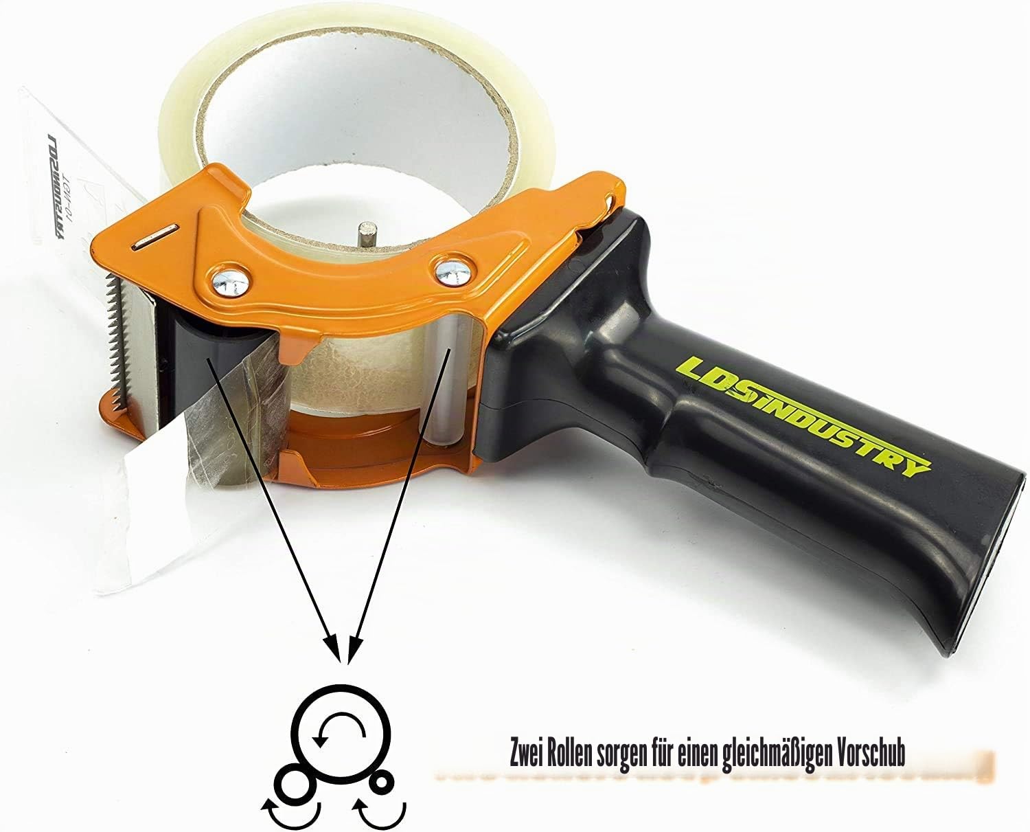 2 Pcs LDS Industry Paketklebeband Klebebandabroller Paketbandabroller Packband Paketband Papierklebeband Abroller Handabroller Kleberoller Packetbandroller Klebebandspender mit extra Klinge von