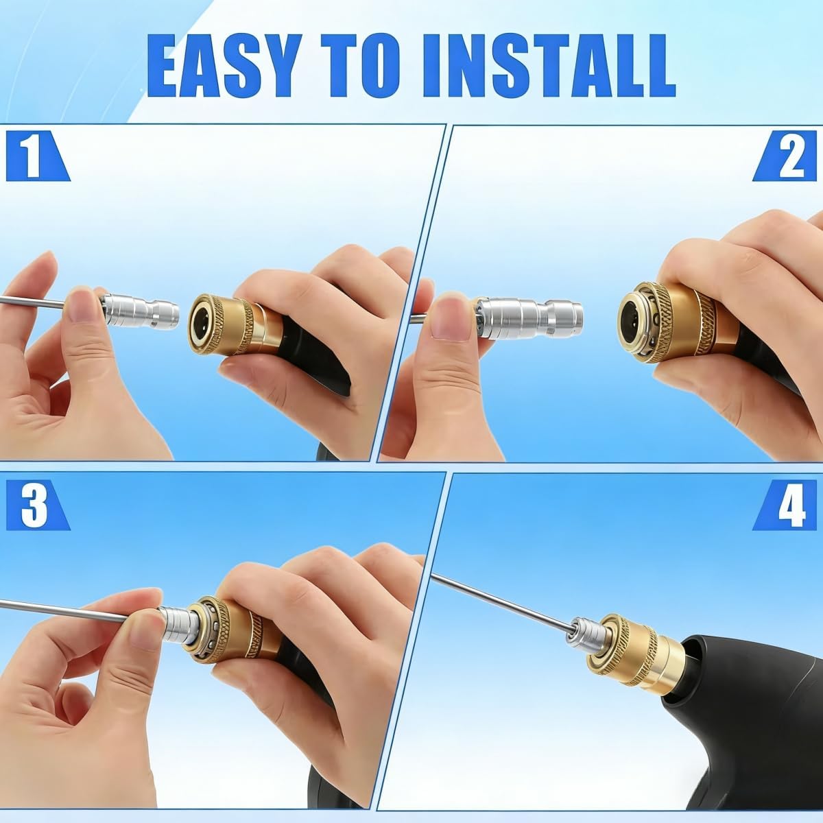 4 Pack High Pressure Washer Nozzle Kit for Washing Machine & Ac Cleaning，Curved Needles & Heavy-Duty Hose Washer Spray Nozzle Kit for RV Water Heater Flushing Rod, Fits Roof Drains