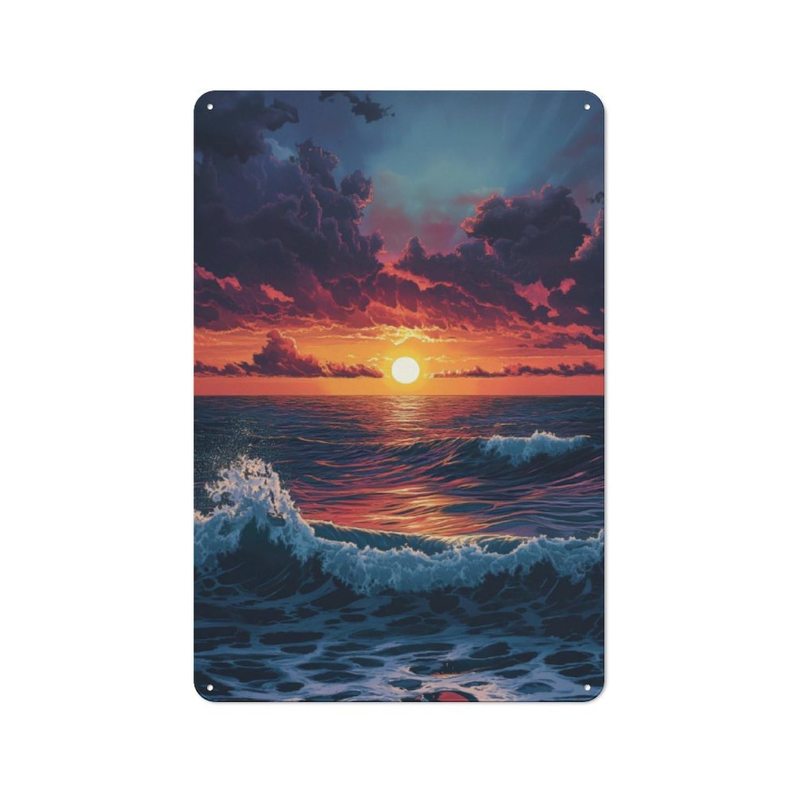 Junmoney Ocean Sunset For Café Or Restaurant, Vintage Metal Sign 30X20cm, For Vintage Wall Decor Fans, For Cafés, Pubs And Restaurants