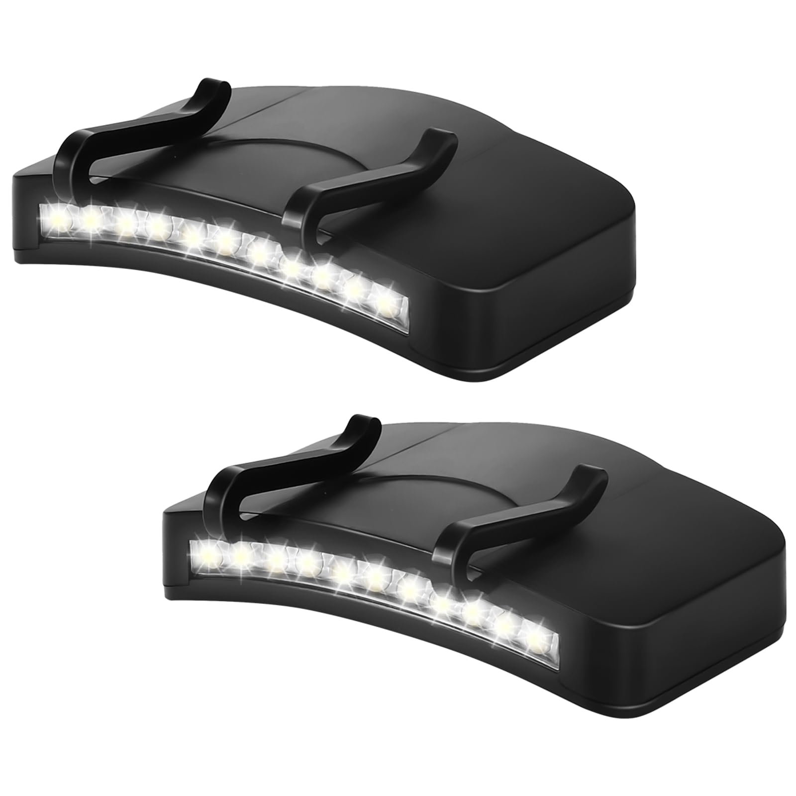 Mudder 2 Pcs Hat Light Clip 11 LED Cap Lights Clip on Hat Battery Powered Hat Brim Clip on Light Black Waterproof Ultra Bright Hat Flashlight Clip on