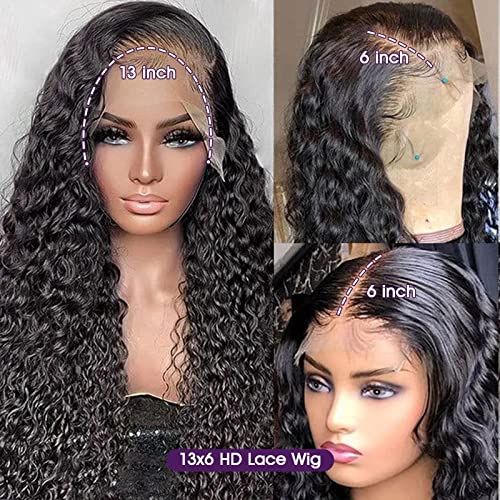 Lemoda 12A 32Inch 180 Density Full 13X6 Water Wave Lace Front Virgin Human Hair Wigs Deep Wave 13X6 Hd Lace Frontal Wigs Pre Plucked Wet And Wavy Human Hair Wig Upgrade Lace Wig #TOP3