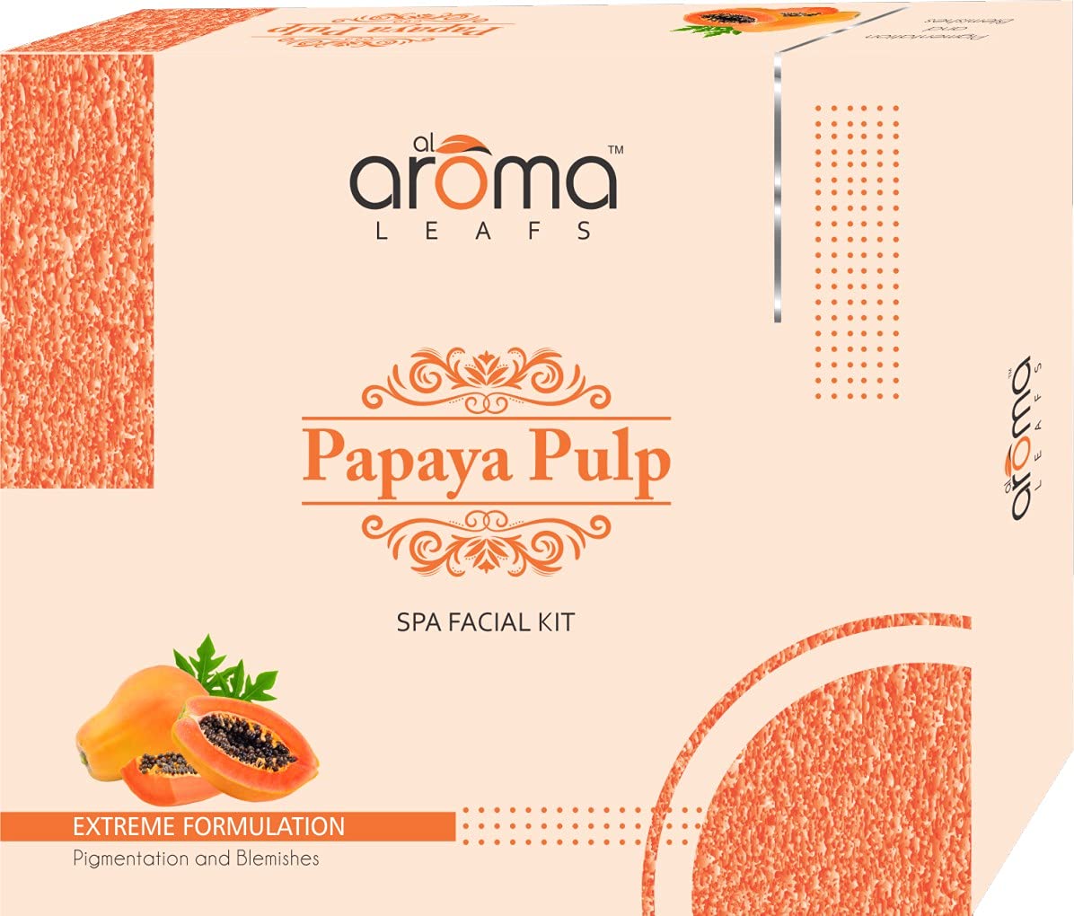 Aroma Leafs Papaya Facial Cream Pulp Spa Glow Radiance Lotion Tan Remover Control Kit Extreme Formulation Pigmentation Blemishes Improves Skin Completion for Women & Cream - 290GM